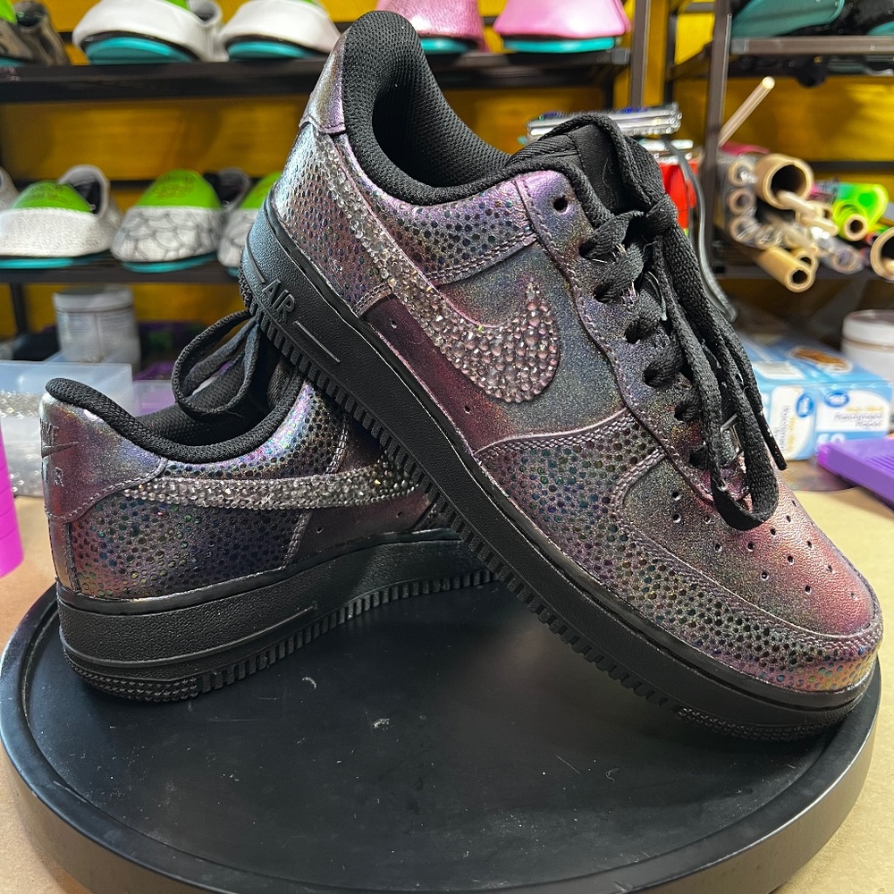 NIB custom AF1 Nike colorshift petrol rhinestones